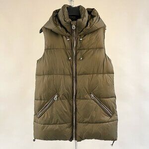 Zara Women's Long Puffer Vest In Olive Size S